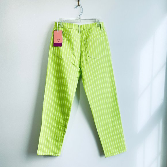 Victor Glemaud Size 6 Lime Green Pinstripe Straight Leg Jeans Denim Target New - Picture 9 of 11